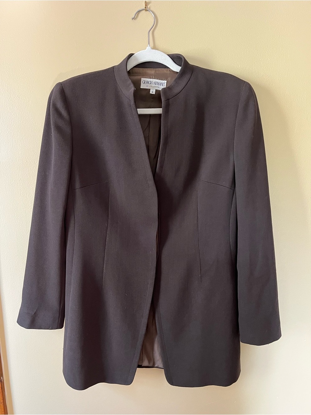 Giorgio Armani Brown Collarless Women's Blazer